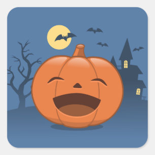 Laughing Halloween Pumpkin Square Sticker