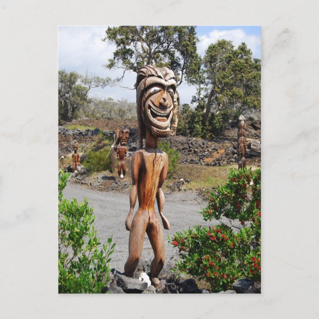 Laughing Hawaiian Ki'i Sculpture Postcard (Front)