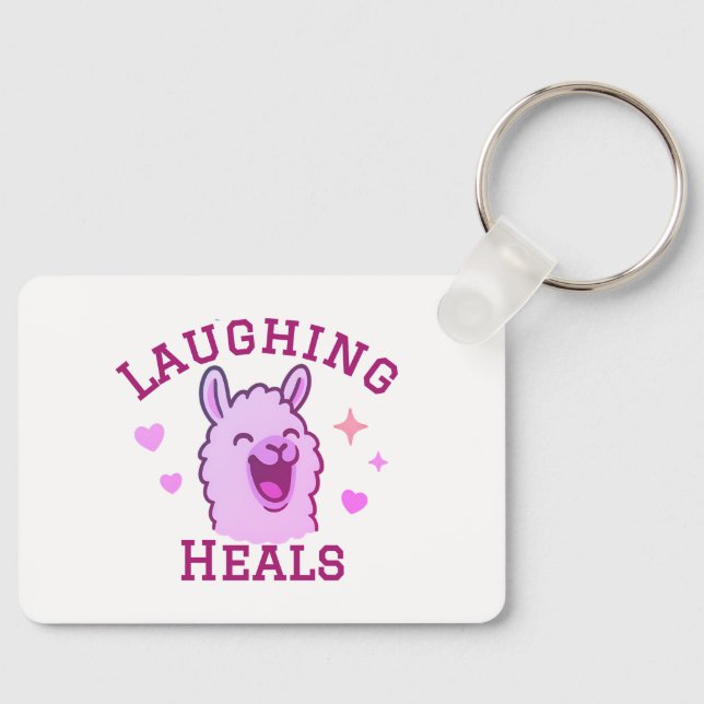 Laughing Heals Cute Llama Keychain (Front)