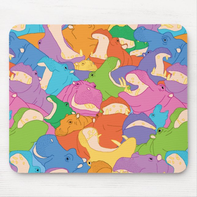 Laughing Hippos - bright colors Mouse Mat (Front)