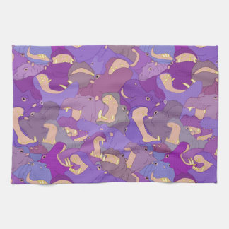 Laughing Hippos - purple Tea Towel