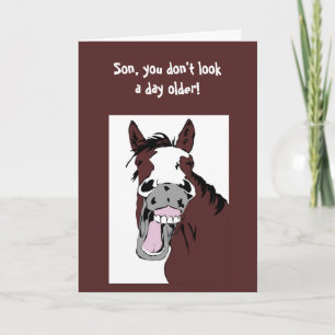 Laughing Horse "Over the Hill" Son Birthday Humour Card