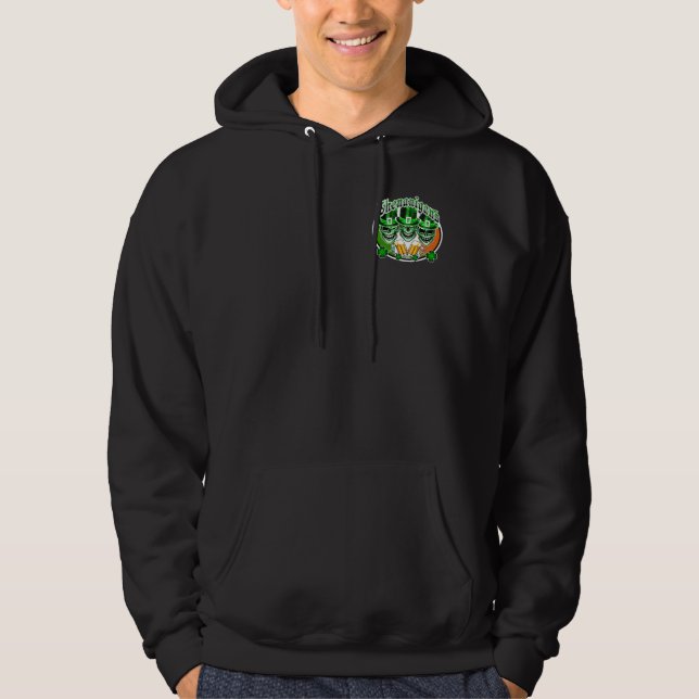 Laughing Irish Leprechaun Skulls: Shenanigans Hoodie (Front)