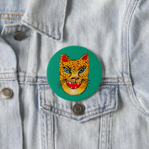 Laughing Jaguar Watercolor Button