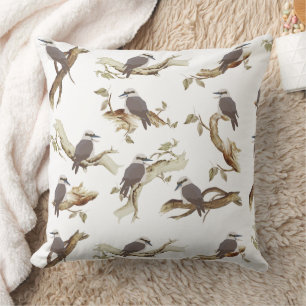 Laughing Kookaburra Australian Bird Eucalyptus Cushion