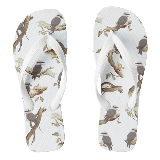 Laughing Kookaburra Australian Bird Eucalyptus  Flip Flops (Footbed)