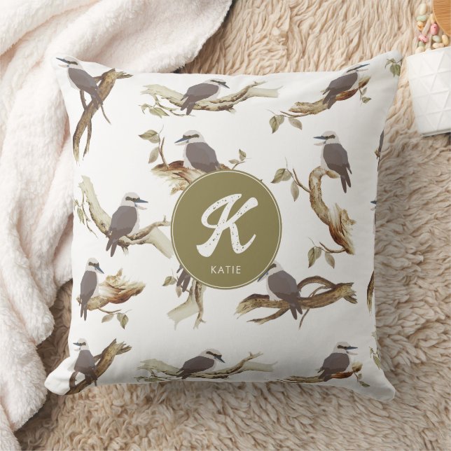 Laughing Kookaburra Australian Eucalyptus Monogram Cushion (Blanket)