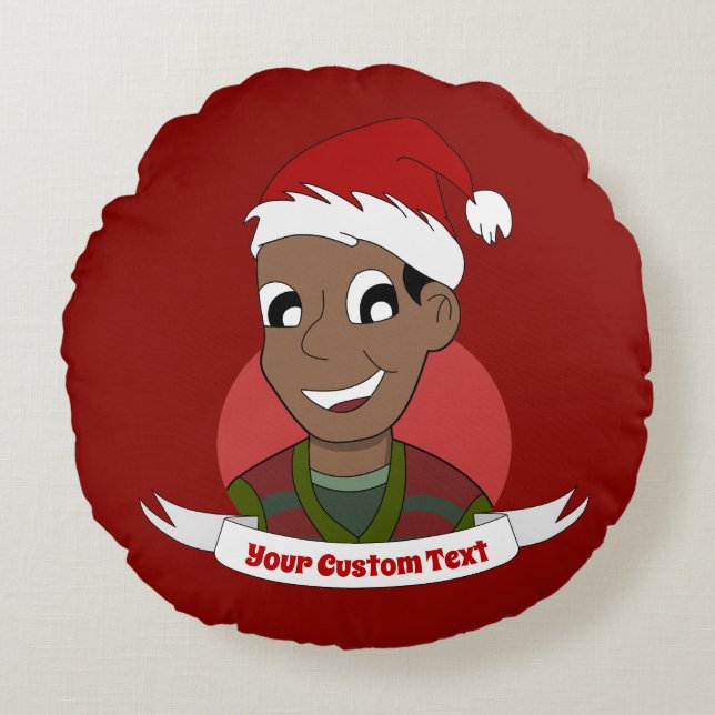 Laughing man Christmas cartoon Round Pillow (Front)