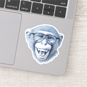 Laughing monkey with glasses