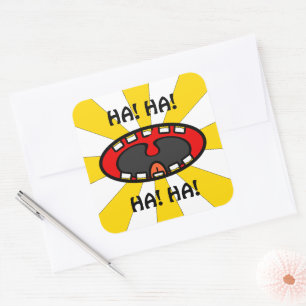 Laughing open mouth (w/ bad teeth, tongue & uvula) square sticker