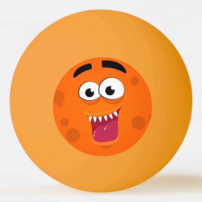 Laughing Orange Monster Personalise Ping Pong Ball (Front)