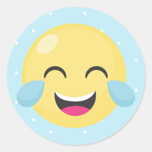 Laughing Out Loud Emoji Dots Classic Round Sticker