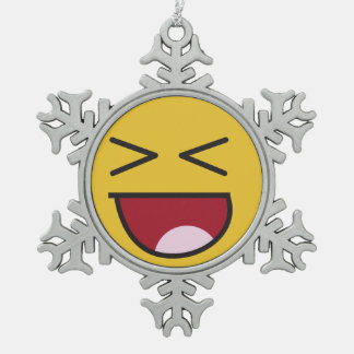 laughing out loud emoji snowflake pewter christmas ornament