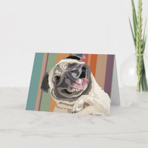 Laughing Pug personalizable greeting card