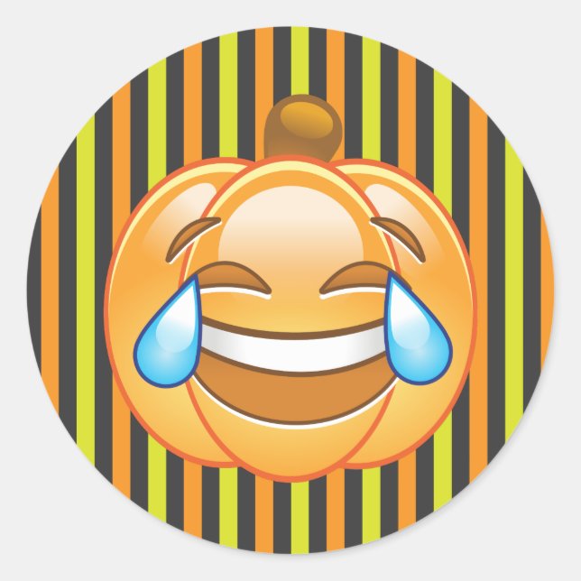 Laughing Pumpkin Emoji Sticker (Front)