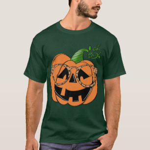 Laughing Pumpkin Wearing Glasses Funny Halloween V T-Shirt
