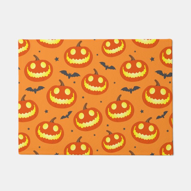 Laughing Pumpkins Cute Halloween Doormat (Front)