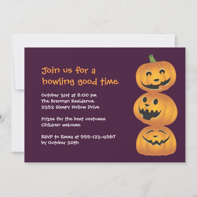 Laughing pumpkins fun cute Halloween invitation (Front)