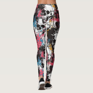 Laughing Punk Rock Skull Leggings - Cool & Fun