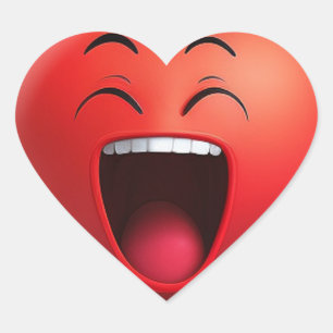 Laughing Red Heart Expression Sticker