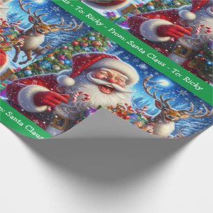 Laughing Santa Claus Add Boy Girl's Name Christmas Wrapping Paper