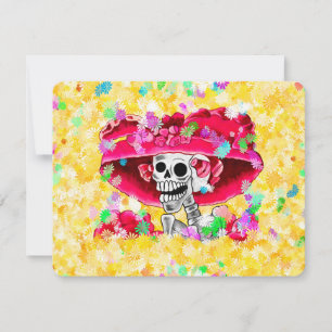 Laughing Skeleton Woman Dia De Los Muertos Invitation
