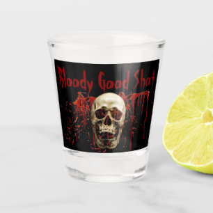 Laughing Skull Bloody Good Black Halloween Party Shot Glass