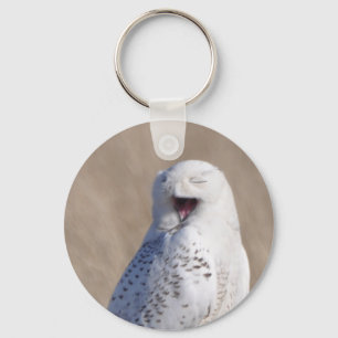 Laughing Snowy Owl Key Ring