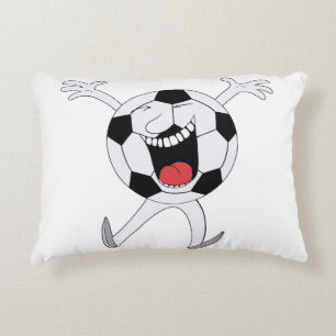 Laughing Soccer Ball Mascot Decorative Cushion