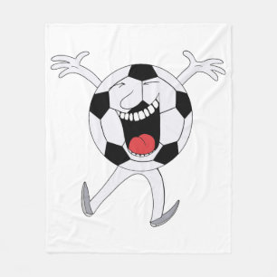 Laughing Soccer Ball Mascot Fleece Blanket