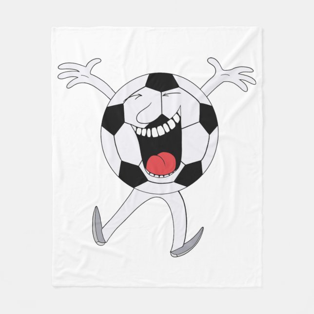 Laughing Soccer Ball Mascot Fleece Blanket (Front)