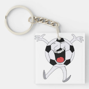 Laughing Soccer Ball Mascot Key Ring