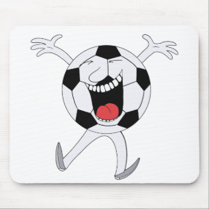 Laughing Soccer Ball Mascot Mouse Mat