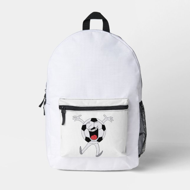 Laughing Soccer Ball Mascot Printed Backpack (Front)