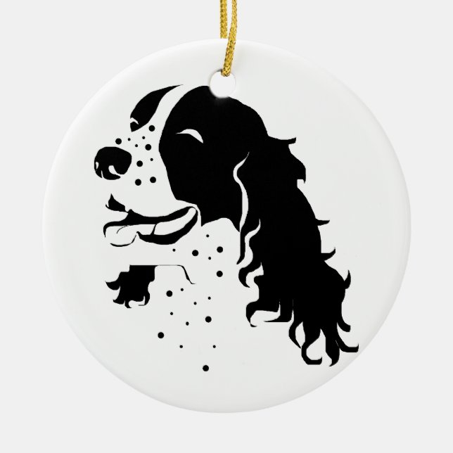 Laughing Spaniel Ceramic Tree Decoration (Front)