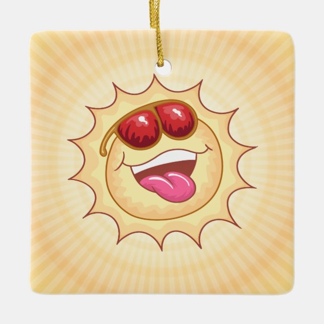 Laughing Sun Ceramic Ornament (Front)