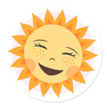 Laughing sun cute cartoon stickers