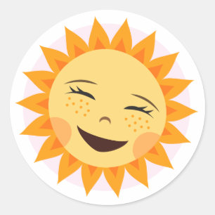 Laughing sun cute cartoon stickers