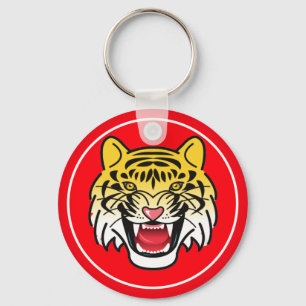 Laughing Tiger Face Artwork-21876 Key Ring