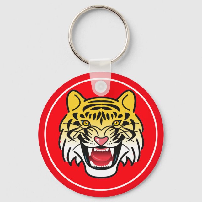 Laughing Tiger Face Artwork-21876 Key Ring (Front)