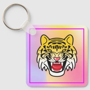 Laughing Tiger Face Artwork-21876 Key Ring