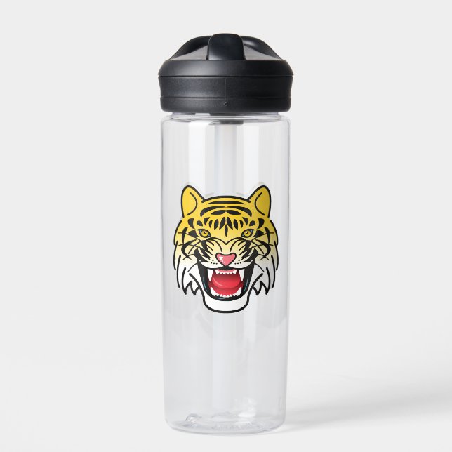 Laughing Tiger Face Artwork Water Bottle (Front)