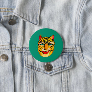 Laughing Tiger Watercolor Button