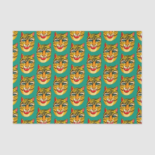 Laughing Tiger Watercolor Pattern Tissue Paper (Front)