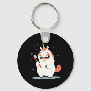 Laughing Unicorn with Teeth Care for Toothbrush Key Ring