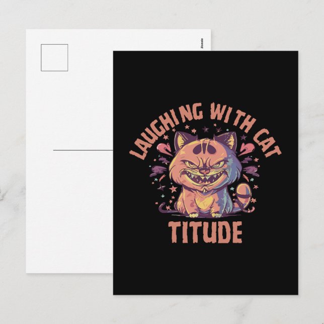 Laughing with Cat-titude Holiday Postcard (Front/Back)