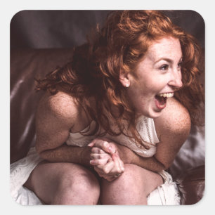 Laughing Young Actress Square Sticker