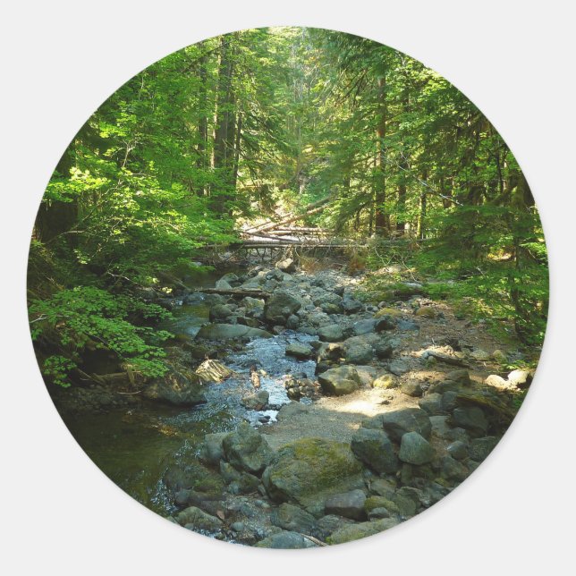 Laughingwater Creek at Mount Rainier National Park Classic Round Sticker (Front)