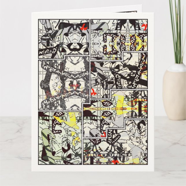 Laughter for Gravity Abstract Comic Thank You Card (Front)