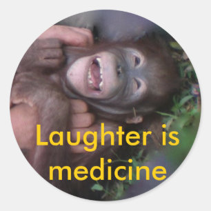 Laughter is Medicine Laughing Animals Classic Round Sticker